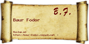 Baur Fodor névjegykártya